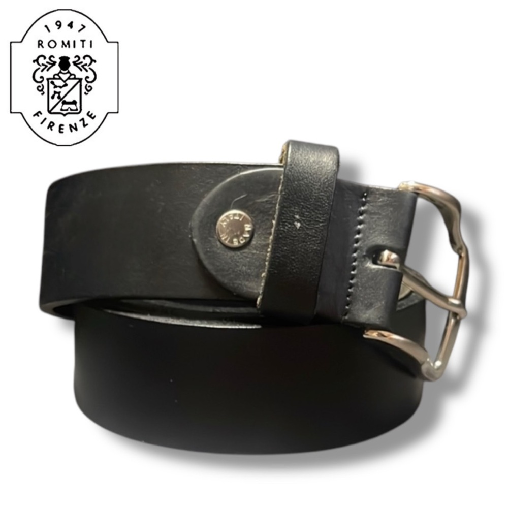 Vera Pelle Men's Black Leather Belt